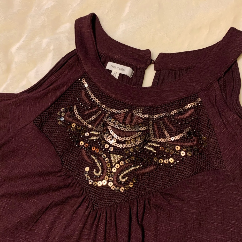 Embellished cold shoulder top